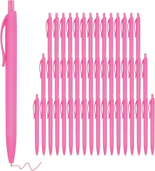deegtran Pens Bulk, 50 Pack No Bleed Click Pens, Wholesale Retractable Ballpoint Pens, Pen Medium Point, Smooth Ink Pen, 1.0MM Pink Ink