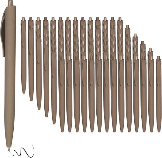 BallPoint Pens, 100 Pack (BLACK Ink),Bulk Pens, Brown Barrel,Click Pens for Office Home and School, Retractable Ballpoint Pens, Medium Point, 1.00MM (Brown)
