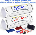 Fundraising Thermometer, 48"x12" Self-adhesive Chart Goal Tracker, With Removable Stickers And 3 Color Dry Erase Markers For School Fundraisers, Non-profit Events, Charity Drives, Community Projects