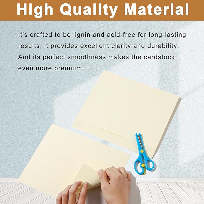 Silunkia 300 Sheets Cream Cardstock 8.5 x 11 Ivory Paper, 200gsm/75lb Off White Paper Card Stock for DIY Cards Making, Greeting Cards, Wedding Invitations, Menus, Business Cards