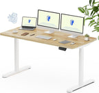 FLEXISPOT Solid Rubberwood Electric Standing Desk with Elegant Oval Legs, 63"x24" Height Adjustable Desk for Home Office & Living Spaces (White Frame)