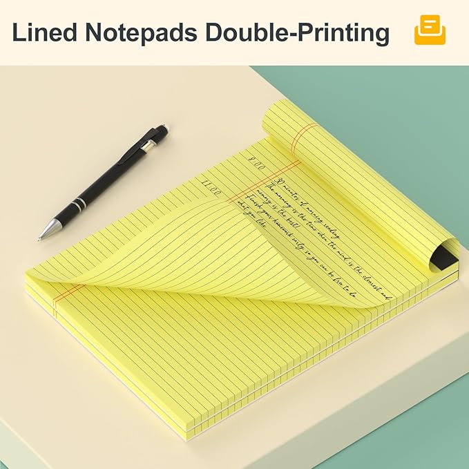 Yellow Legal Pads 8.5×11 Paper Tablets, College Ruled Yellow Writing Pads 3 Pack Note Pads 8.5"x11" 30 Sheets/60 Pages, Sturdy Backing – Lined Notepad Ideal for Students, Office, and Business Use