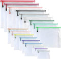 Oaimyy-18 Pcs,Plastic Mesh Zipper Pouch Document Folders Bag Zipper Zip File Folders for Office Supplies, Travel,Organizing Storage (6 Sizes, Multicolor)