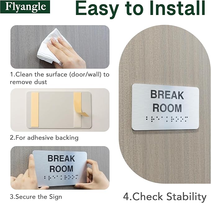Storage Room Signs for Business and Office Sign, ADA Signs with Raised Text & Grade 2 Braille, Easy Installation with Adhesive Pad – Brushed Aluminum/Silver