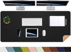 Large Desk Mat 47.2" x 17" Leather Desk Pad Protector with Natural Cork & PU Leather, Non-Slip Office Desk Mat, Large Mouse Pad, Waterproof Desk Blotter pad for Office&Home(Black)