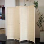 Loomveil 4 Panel Room Divider Folding Privacy Screen,67 inch Bamboo Panel Divider for Home Partition,Beige