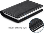 Wisdompro Business Card Holder, 2-Sided PU Leather Folio Name Card Holder Wallet Case with Magnetic Shut for Men and Women, Ultra Slim and Thin