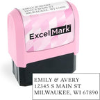 ExcelMark Address Stamp - Custom Return Address Stamp with Elegant Designs, Vibrant Colors & Patterns – Perfect for Mail, Invitations & Gifts (Pink Mount, Everyday Elegance)