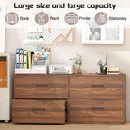 FATIGOS 2 Drawer File Cabinet, Wood Lateral Filing Cabinets, Wide Office File Cabinet with Drawer for Hanging Files/Letter Size Printer Stand for Home Office School, Assembly Required, Walnut