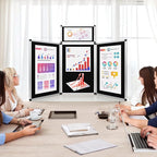 Nisorpa 3+1 Panel Folding Trade Show Presentation Board 70.8“ x 35.4” Trifold Desktop Display Board with Carry Bag Large Metal Frame Tabletop Display 4 Panels-Black