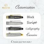 FANSTIK Customized BallPoint pen with name (MADE IN USA), stainless steel, black and silver, luxury engraved pen personalized for men and for women. (BallPoint Black-Silver)