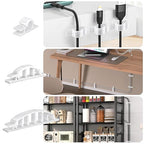 XHF 30pcs Adhesive Cable Wire Clips Kit White, Outdoor Cable Management Wire Organizer Cord Holder for Under Desk, Car, Wall, TV PC Ethernet Cable