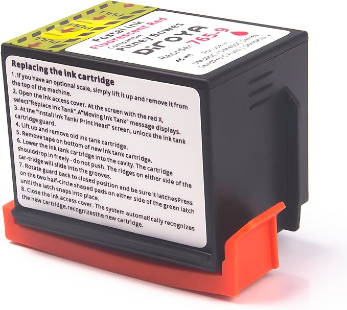 765-9 Ink Cartridge High Yield Replacement for Compatible Pitney Bowes SendPro C Auto DM300c DM400c DM450c DM475c and G900 Postage Meter Red Ink Fluorescent