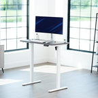 VIVO Electric 43 x 24 in Standing Desk, Memory Height Adjustment, 1B Series, Holds 220 lbs, One-Piece Dark Gray Top, White Frame, DESK-KIT-1W4G