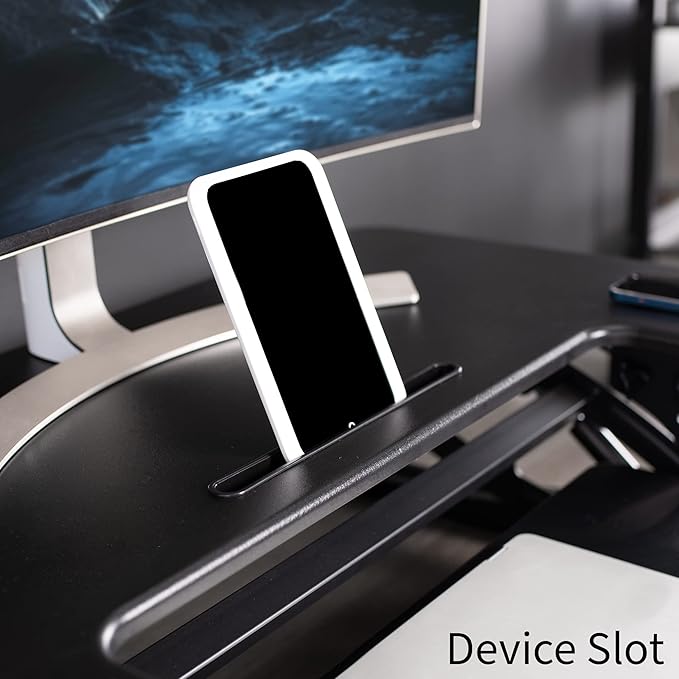 VIVO 42 inch Height Adjustable Stand Up Desk Converter, V Series, Quick Sit to Stand Tabletop Dual Monitor Riser Workstation, Black, DESK-V000VL