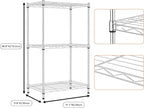 M MZG 3 Tiers Shelf Metal Storage Shelves Wire Rack Closet Organizers with Wheel for Garage Kitchen Bathroom Laundry Chrome 11.8" D x 17.7" W x 28.8" H