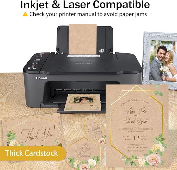 24 Sheets Parchment Cardstock 8.5 x 11 Textured Printer Paper, Goefun 90lb Tan Card Stock Printer Paper for Scrapbooking, Cardmaking, Invitations and Crafts