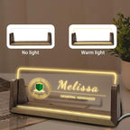 Desk Name Plate Personalized Custom Light Up Acrylic Plaque for Desk Customized Office Gifts for Coworkers Teacher Employee Office Decor for Women Men