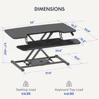 FLEXISPOT 36-inch Standing Desk Converter Height Adjustable Sit to Stand Up Workstation, Dual Monitor and Laptop Riser with Wide Keyboard Tray, Black