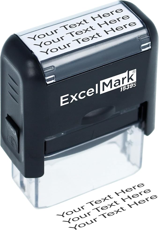 ExcelMark Custom Rubber Stamp – Clean & Easy Stamping – Personalized Self-Inking Stamp (Small)