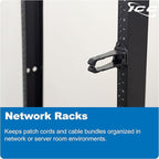 ICC 1.25” Plastic Cable Management Ring, Horizontal, Rack or Wall Mount, Pack of 10 – Cable Organizer for Structured Wiring and Equipment Racks