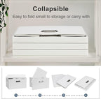 Graciadeco Medium 15" 21 Quart Collapsible Stackable Storage Bins with Lids, 1 Pack White Foldable Fabric Closet Storage Boxes with Lids, 4 Handles Heavy-duty Linen Cube Baskets for Bedroom