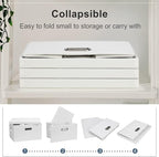 Graciadeco Medium 15" 21 Quart Collapsible Stackable Storage Bins with Lids, 3 Packs White Foldable Fabric Closet Boxes Heavy-duty Linen Cube Baskets Container for Bedroom Office (15 x 11 x 8)