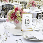 Smarpau 16 Pack 4x6 Acrylic Sign Holder with Gold Frame Table Number Holders Clear Picture Frames Flyer Stands Tables Menu Holder for Restaurant