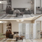 ALeesing 6 Panel Wood Room Divider Fully Assembled, Decorative Room Dividers and Folding Screens, 5.6Ft Room Divider Screen Freestanding Partition Wall Dividers for Home Bedroom Office, White
