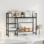 Snughome Desk Shelf, 38.6" Desk Hutch for Computer Monitor, Desktop Organizer Shelf, 4 Tier Desk Display Rack, Wood Desktop Bookshelf Storage Rack for Home Office Dorm, Black