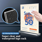 Eocnrhe Acrylic Sign Holder 8.5 x 11 12 Pack, Double-Sided Clear Sign Holder Plastic Stands for Display, Table Sign Stands, T Shape Flyer Holder