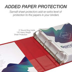 Samsill 2 Inch 3 Ring Binder, Made in USA, Economy Round Ring, Clear View Cover, 425 Sheet Capacity - for School, Home, Office - Ruby Red