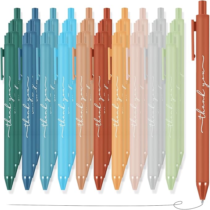 100pcs Thank You Pens Bulk Cute Multicolor Ballpoint Pen for Men Women Server Accessories Employee Holiday Appreciation Gifts for Teacher Office Back to School Party Favor (Morandi)