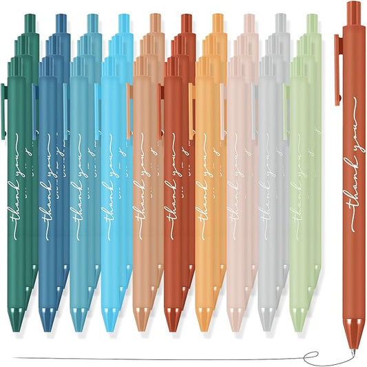 100pcs Thank You Pens Bulk Cute Multicolor Ballpoint Pen for Men Women Server Accessories Employee Holiday Appreciation Gifts for Teacher Office Back to School Party Favor (Morandi)