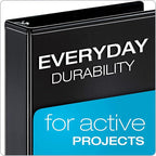 Cardinal Economy 3 Ring Binder, 2 Inch, Presentation View, Black, Holds 475 Sheets, Nonstick, PVC Free, 4 Pack of Binders (79522)
