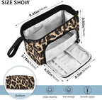 Bolaz Big Capacity Pencil Pen Case Pouch Bag School College Office Organizer for Teens Girls Adults Student-Brow-black Leopard Print