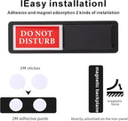 Do Not Disturb/Welcome Door Sign, Sliding Privacy Indicator Sign for Home Office, Restroom, Conference Room, Hotel, Hospital, 7x2 Inch Slider Door Signs (Black)