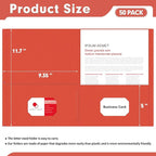 Two Pocket Folders, PANDRI 50 Pack 2 Pocket Folders, Letter Size Paper File Folder for School Office Home Business, Red