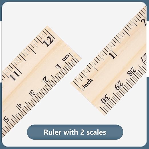 40 Pack Wooden Ruler 12 Inch, Rulers Bulk Wood Measuring Ruler for Students Teachers Classroom,2 Scale