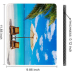 Auhoahsil Mouse Pad, 12 x 10 in Beach Theme Computer Mouse Pad for Desk, Premium-Textured Non-Slip Rubber Stitched Edges Waterproof Square Mouse Mat for Gaming Work Wireless Mice, Blue