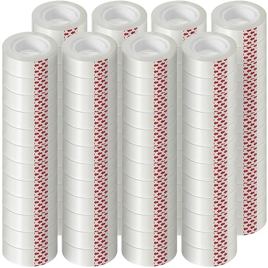 Turxayox 72 Rolls Transparent Tape Refills, Clear Tape, 3/4 x 800 Inches, Glossy Gift Wrapping Tapes for Dispenser, Office, School, Home