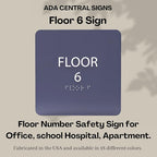 Clean Grey ADA Floor 6 Sign with Braille – Made from Durable Acrylic and Ready to Mount