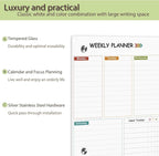 Glass Weekly Dry Erase Board for Wall 16"X 12",Colorful Weekly Calendar Whiteboard,to Do List Weekly Planner Whiteboard,Frameless Mounting,for Memo, School, Home, Office, Kitchen UV3040