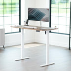 VIVO Electric 55 x 28 in Standing Desk, Memory Height Adjustment, 1B Series, Holds 220 lbs, One-Piece Reclaimed Wood Top, White Frame, DESK-KIT-1W55P