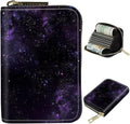 BWEGRHE Cute Credit Card Holder with Zipper, Purple Galaxy RFID-Blocking Card Case Small Wallet for Women Men, Multi-slot Card Organizer Case Travel Accordion Wallet