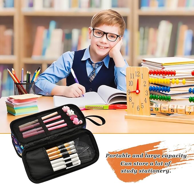 BOENLE Custom Bright Game Joystick Pencil Case Box Boys Girls Personalized Name Large Pencil Pouch Stationery Pen Bag Organizer for Kids Adults School Office