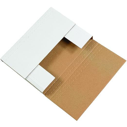 Tape Logic TLM752BF Easy-Fold Mailers, 7 1/2" x 5 1/2" x 2", White (Pack of 50)
