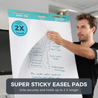 FAHKNS Sticky Easel Pad，Large 25x30 Inch Self-Adhesive Teacher'S Flip Chart Paper, Easel Pad with Dry Erase Surface for Classroom/Office, White, 30 Sheets/Pad, 10Pads/Pack, 300 Sheets