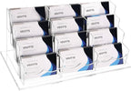 Vevitts Business Acrylic Card Holder Display for Desk, 12 Slots 4 Tiers Multiple-Clear Acrylic Business Card Stand Set, Holds Approximately 600 Cards