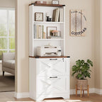 SEDETA 2 Drawer File Cabinet with Lock, Wood Filing Cabinet fits Letter, Legal, A4 Size, Hanging File Folders, Farmhouse File Cabinets for Home Office with Adjustable Storage Shelf, White
